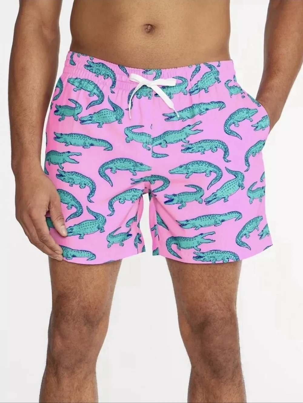 Chubbies The Glades 4-Way Stretch Swim Trunks Pink Alligator Mesh Liner 5.5